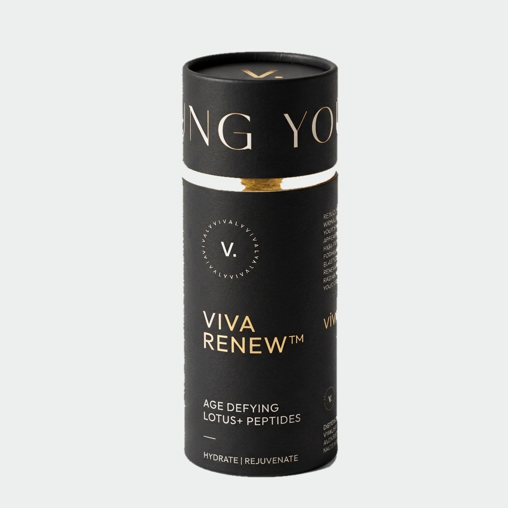Viva Renew black cylindrical packaging