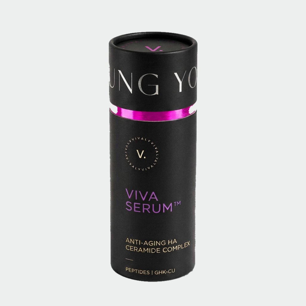 Viva Serum black cylindrical packaging